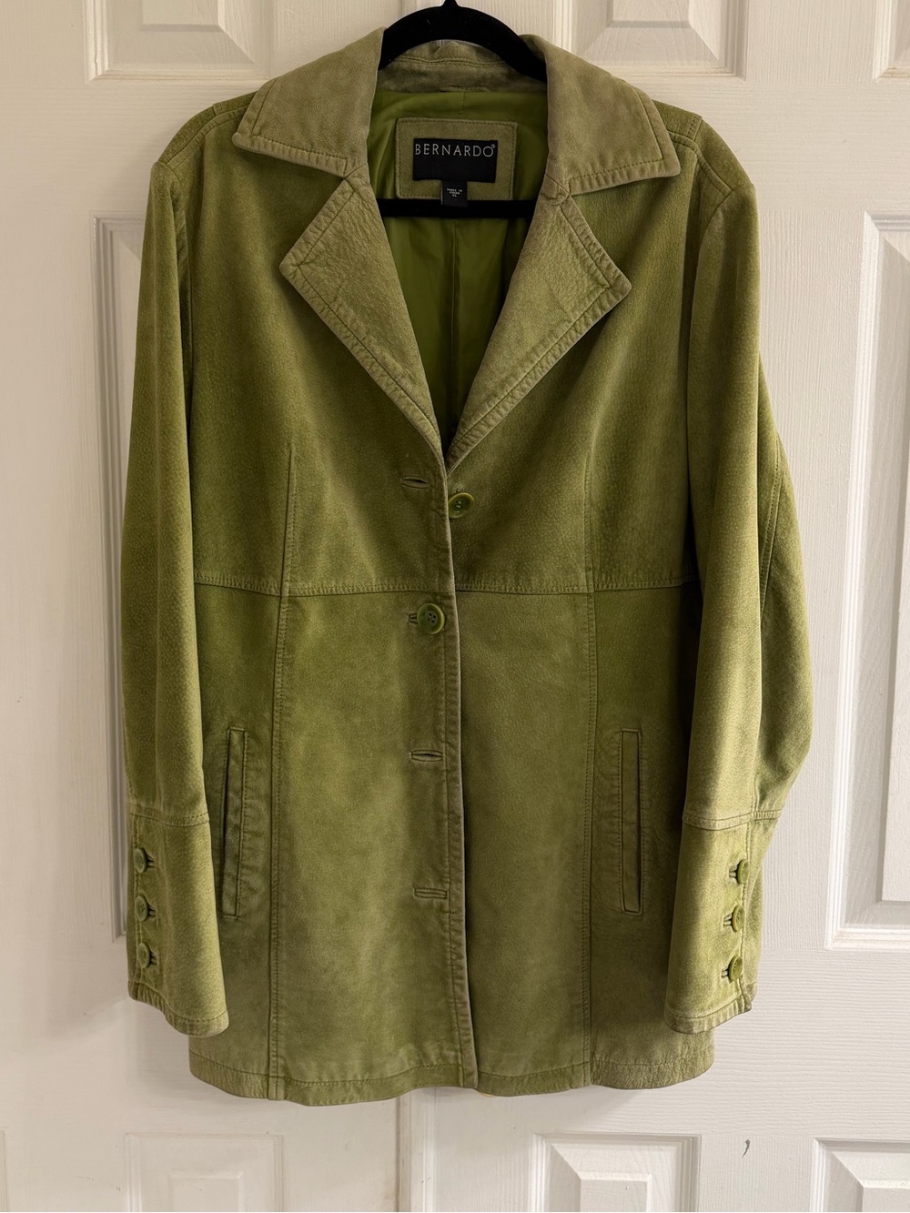Bernardo Chartreuse Suede Coat XL